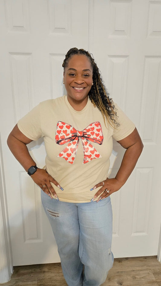 Red Heart Bow Tee